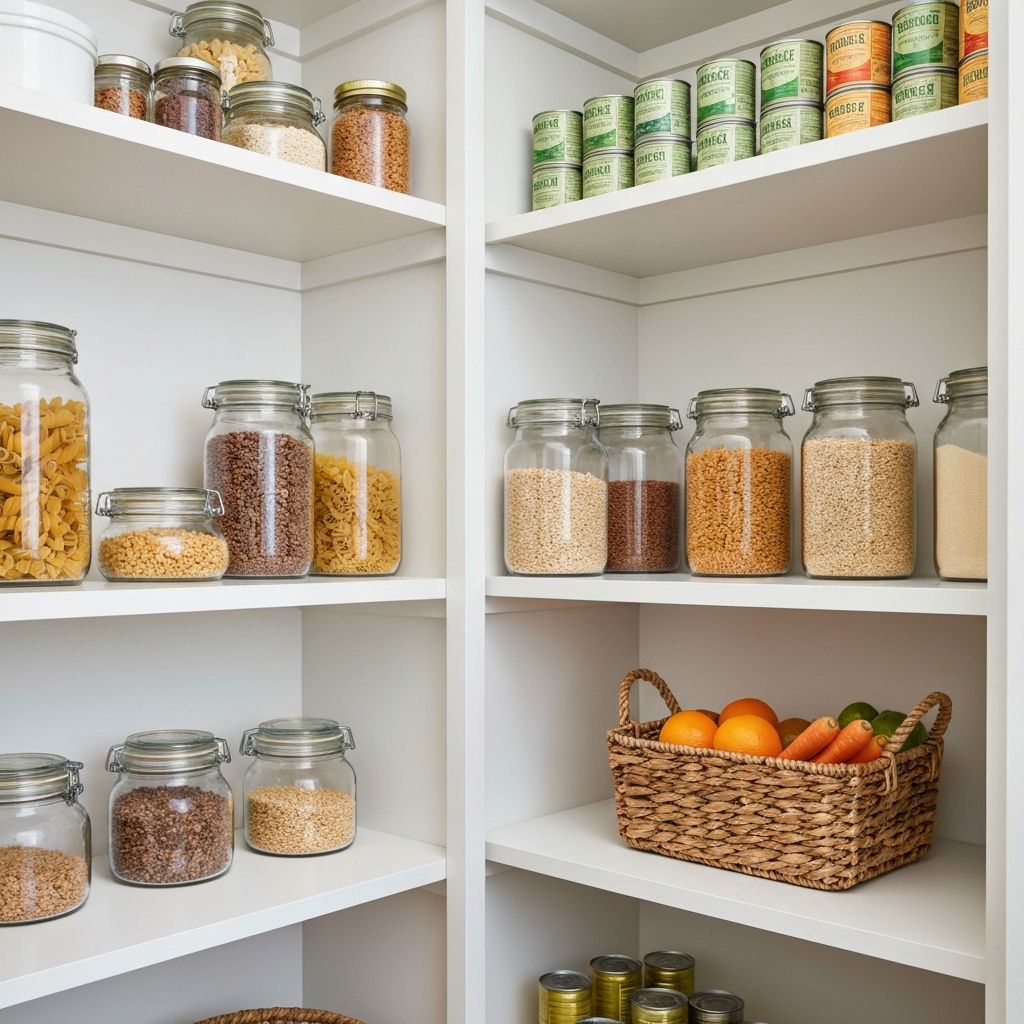 Kitchen pantry with everyday food items